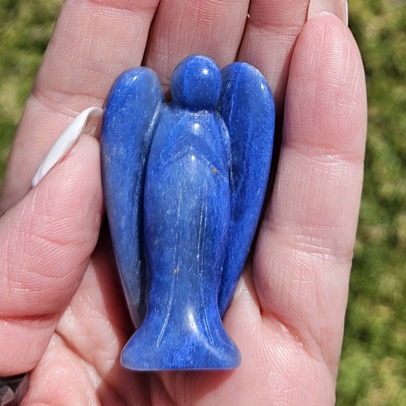 Blue Adventurine Angel Carving 2" - Picture 1 of 3